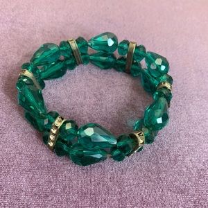 Emerald colored real crystal bracelet